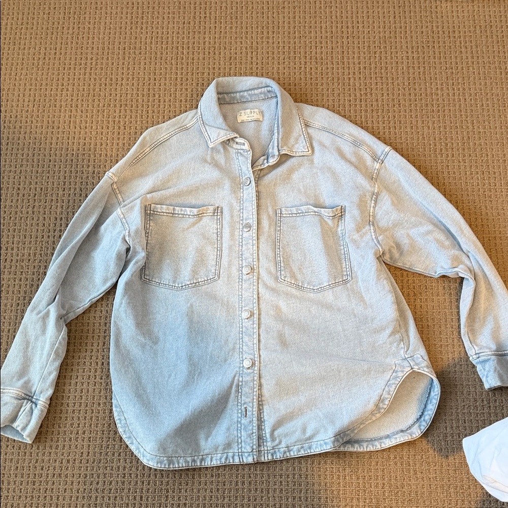Z Supply Light Wash Denim Shacket - Light Blue